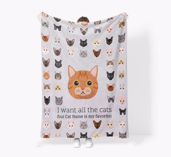 I Want All The Cats: Personalized {breedFullName} Premium Sherpa Fleece Blanket